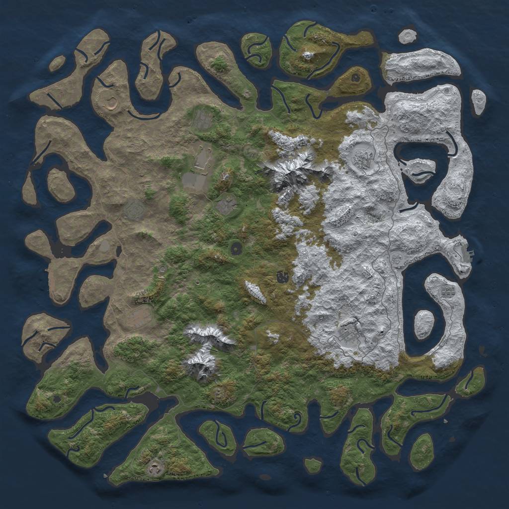 Rust Map: Procedural Map, Size: 6000, Seed: 613457, 20 Monuments