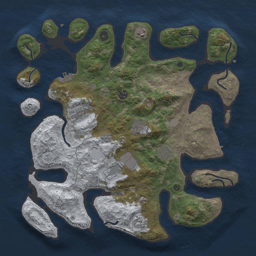 Rust Map: Procedural Map, Size: 4000, Seed: 70, 17 Monuments