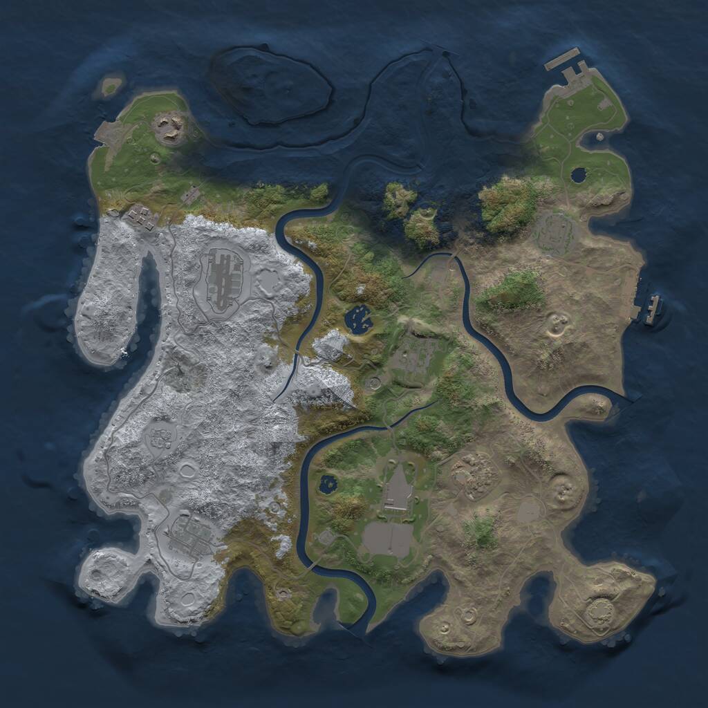 Rust Map: Procedural Map, Size: 3800, Seed: 1969, 15 Monuments