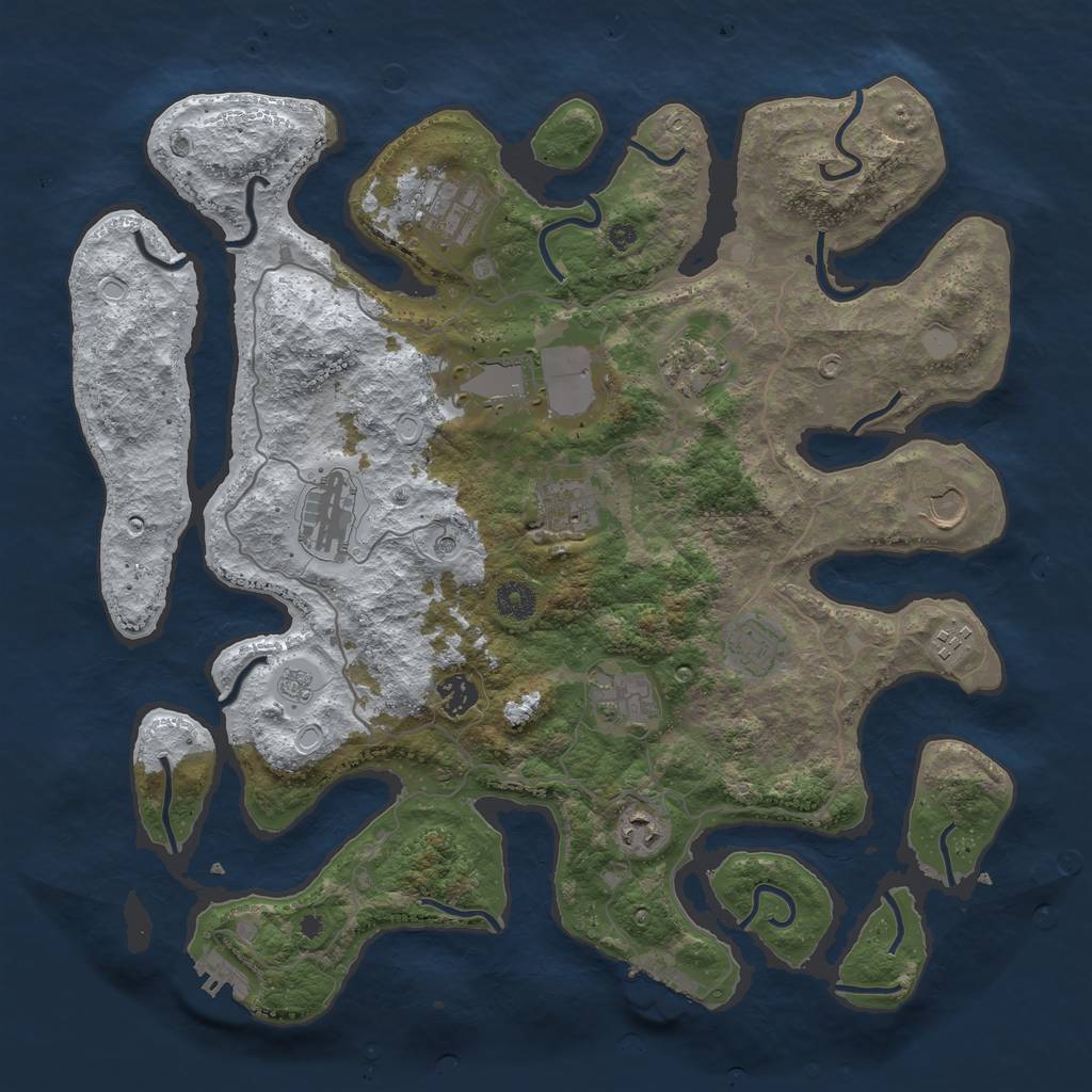 Rust Map: Procedural Map, Size: 4050, Seed: 1965701807, 20 Monuments