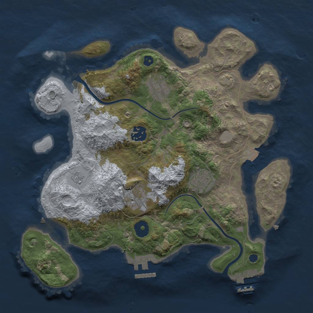 Rust Map: Procedural Map, Size: 3000, Seed: 310385, 9 Monuments