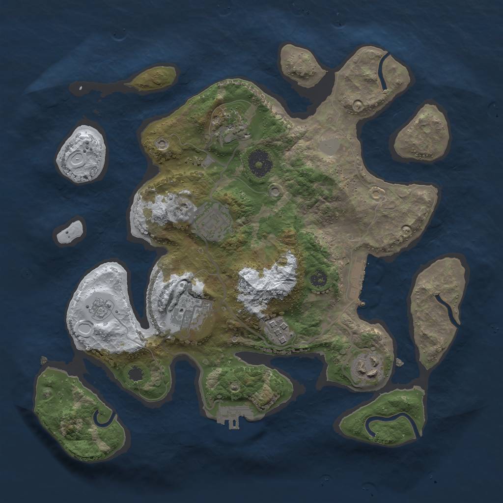 Rust Map: Procedural Map, Size: 3000, Seed: 310385, 13 Monuments