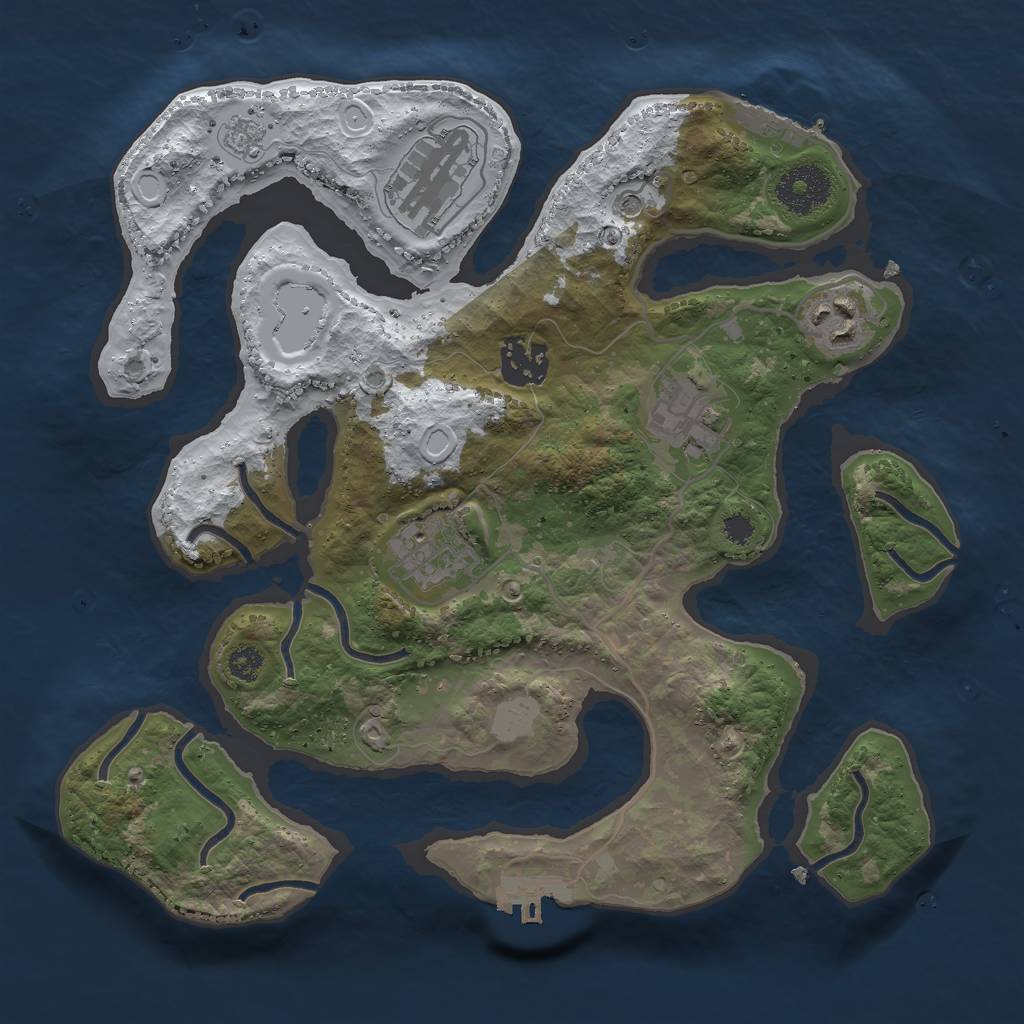 Rust Map: Procedural Map, Size: 3000, Seed: 1161011645, 14 Monuments