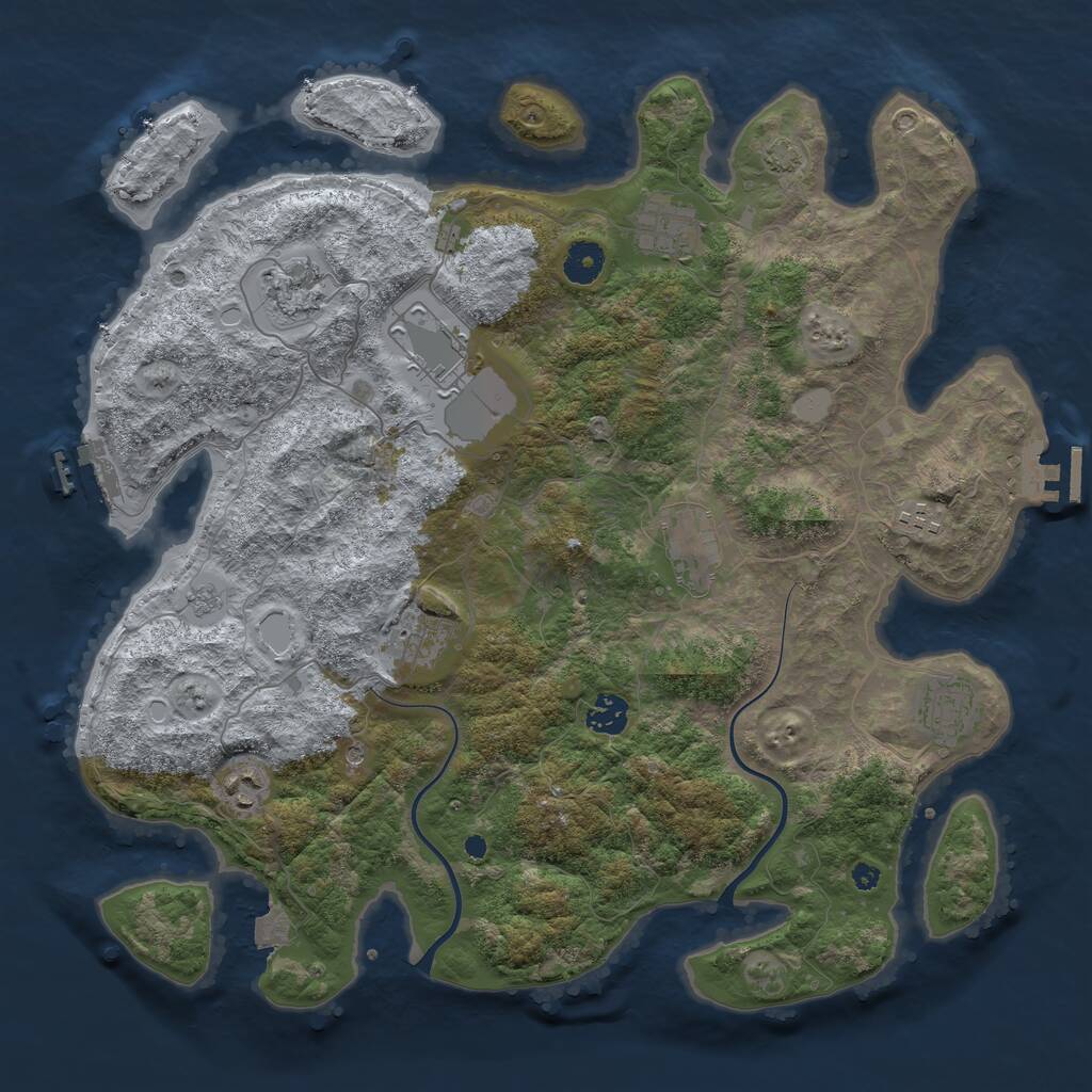 Rust Map: Procedural Map, Size: 3950, Seed: 1413986209, 15 Monuments