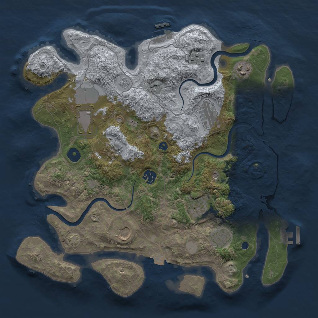 Rust Map: Procedural Map, Size: 3550, Seed: 76235, 15 Monuments