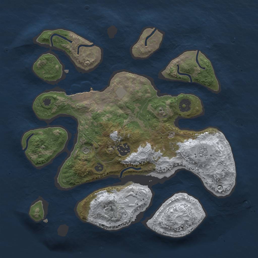 Rust Map: Procedural Map, Size: 3000, Seed: 844389, 9 Monuments