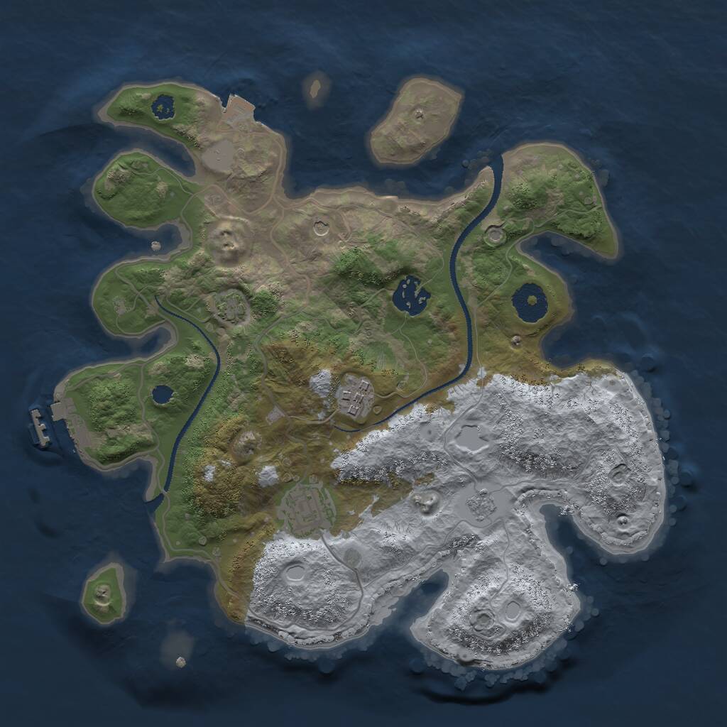 Rust Map: Procedural Map, Size: 3000, Seed: 844389, 8 Monuments