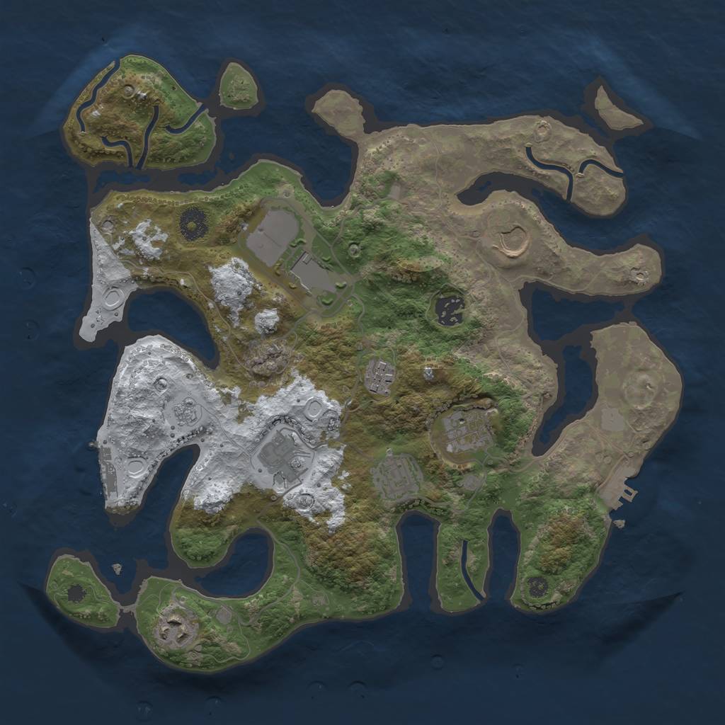 Rust Map: Procedural Map, Size: 3500, Seed: 526743114, 16 Monuments