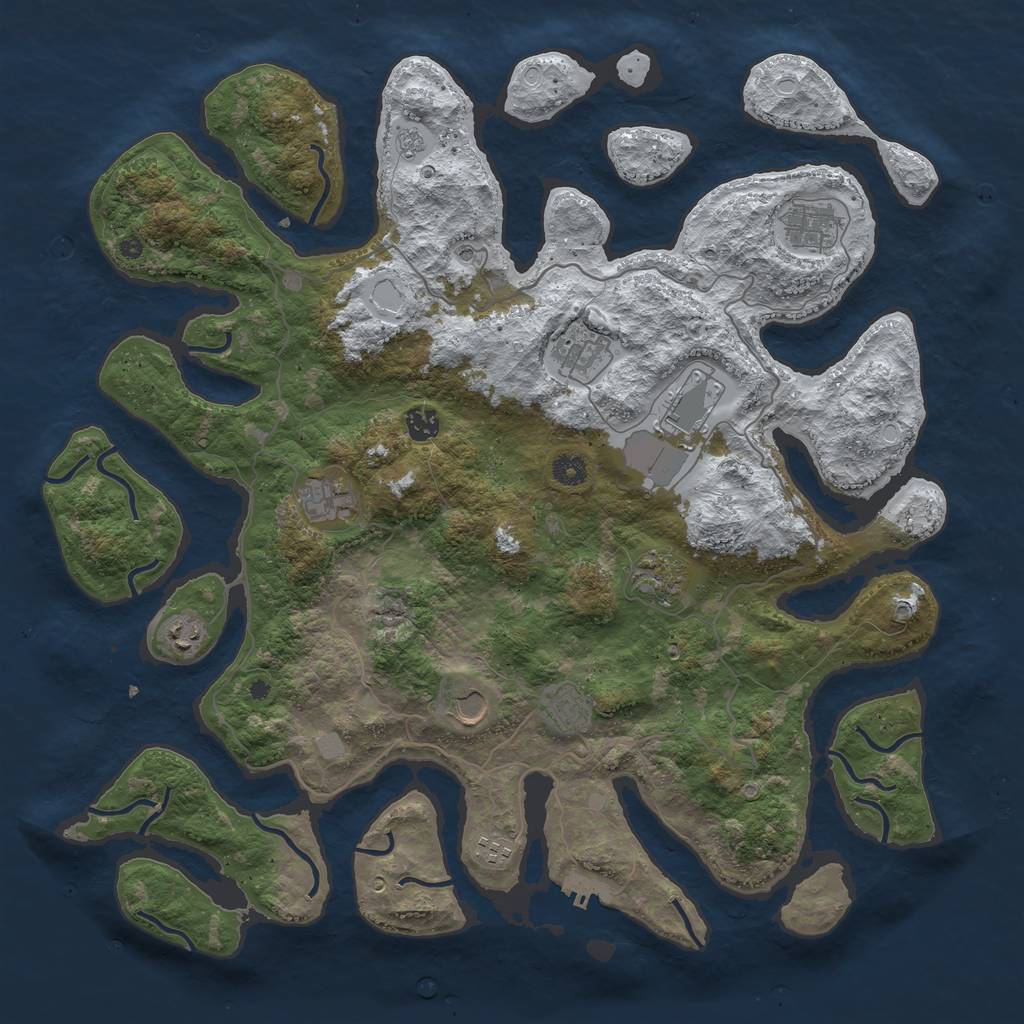 Rust Map: Procedural Map, Size: 4500, Seed: 37434111, 18 Monuments