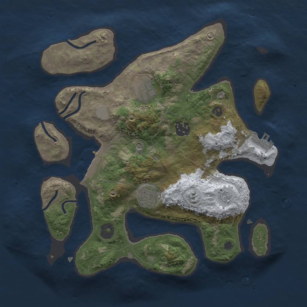 Rust Map: Procedural Map, Size: 3000, Seed: 1423283035, 12 Monuments