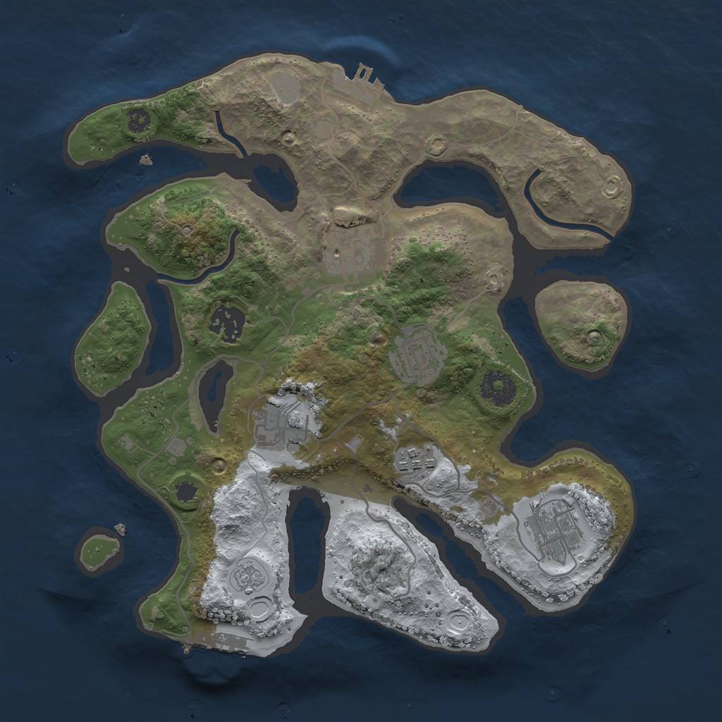 Rust Map: Procedural Map, Size: 3000, Seed: 343826984, 14 Monuments