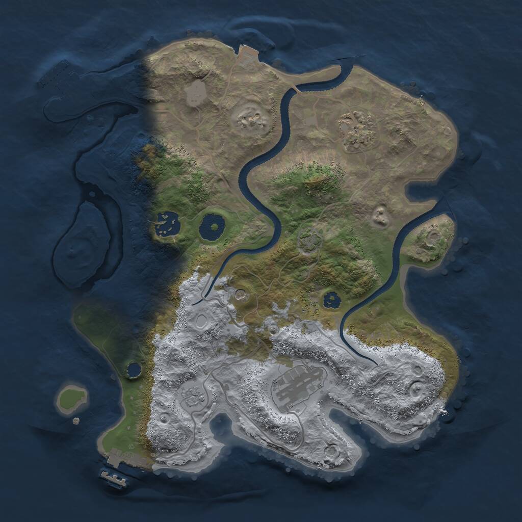 Rust Map: Procedural Map, Size: 3000, Seed: 343826984, 9 Monuments