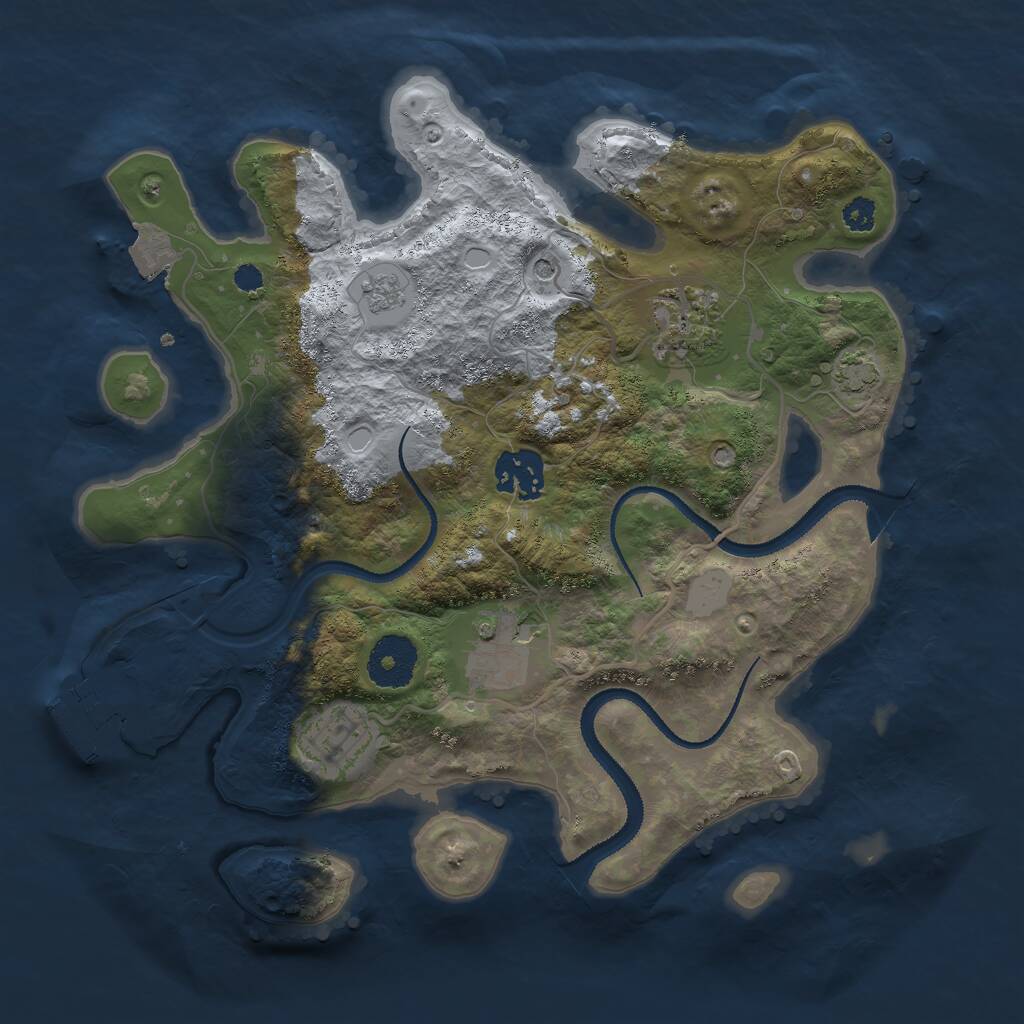 Rust Map: Procedural Map, Size: 3000, Seed: 225655, 9 Monuments
