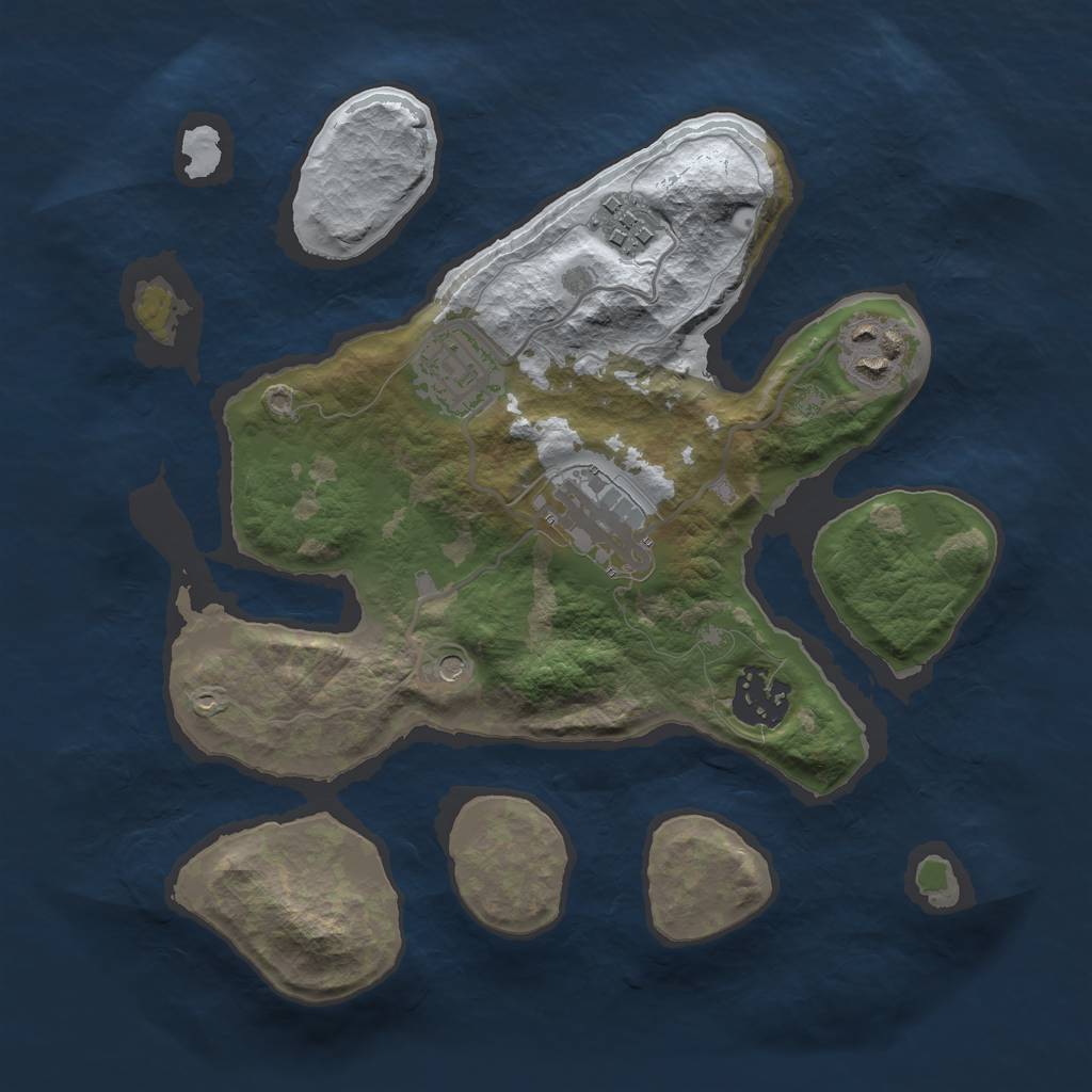 Rust Map: Barren, Size: 2750, Seed: 6543, 8 Monuments