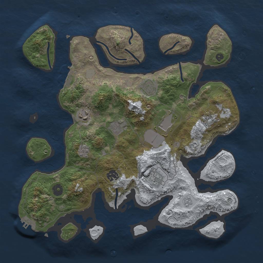 Rust Map: Procedural Map, Size: 3500, Seed: 965843, 16 Monuments