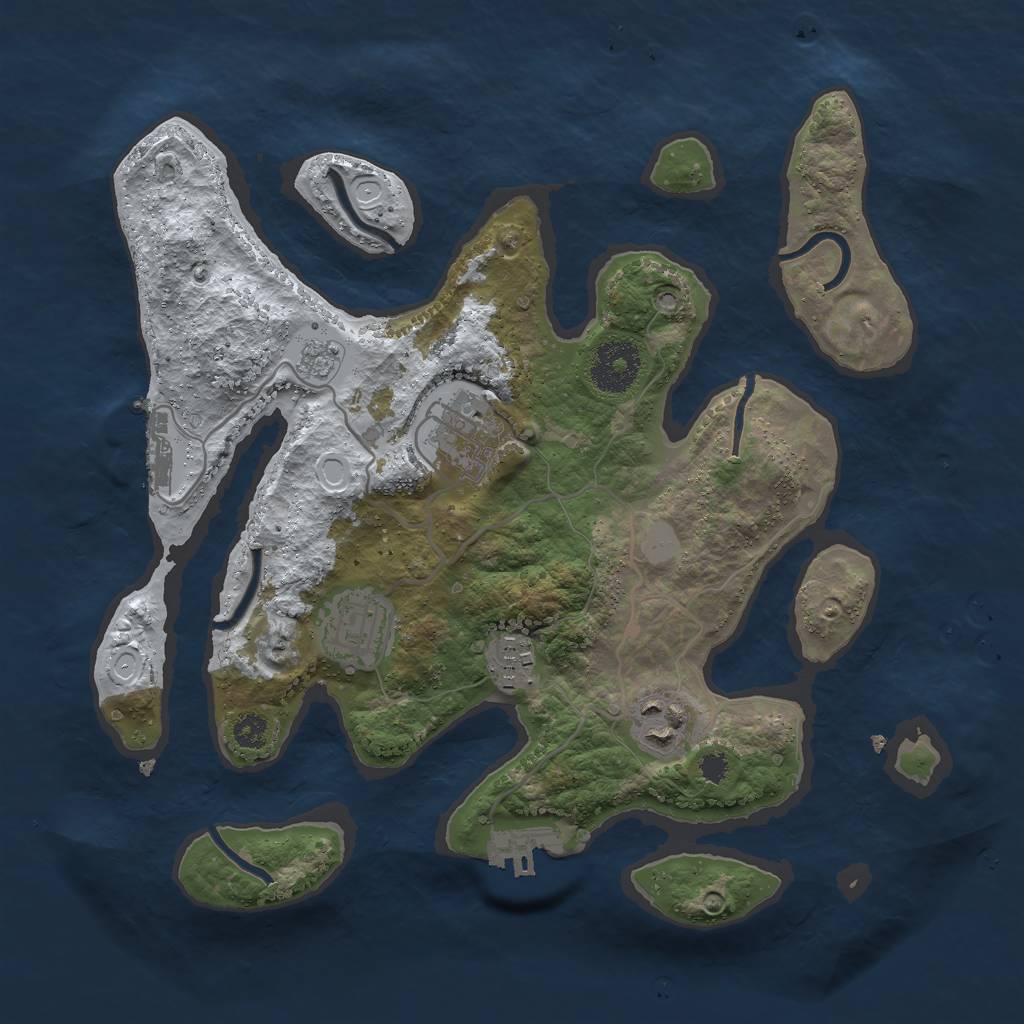 Rust Map: Procedural Map, Size: 3000, Seed: 681756, 12 Monuments