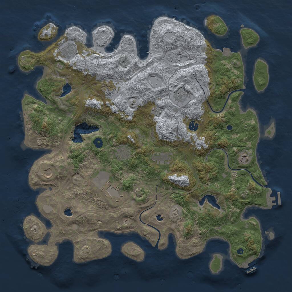 Rust Map: Procedural Map, Size: 4500, Seed: 7751, 16 Monuments