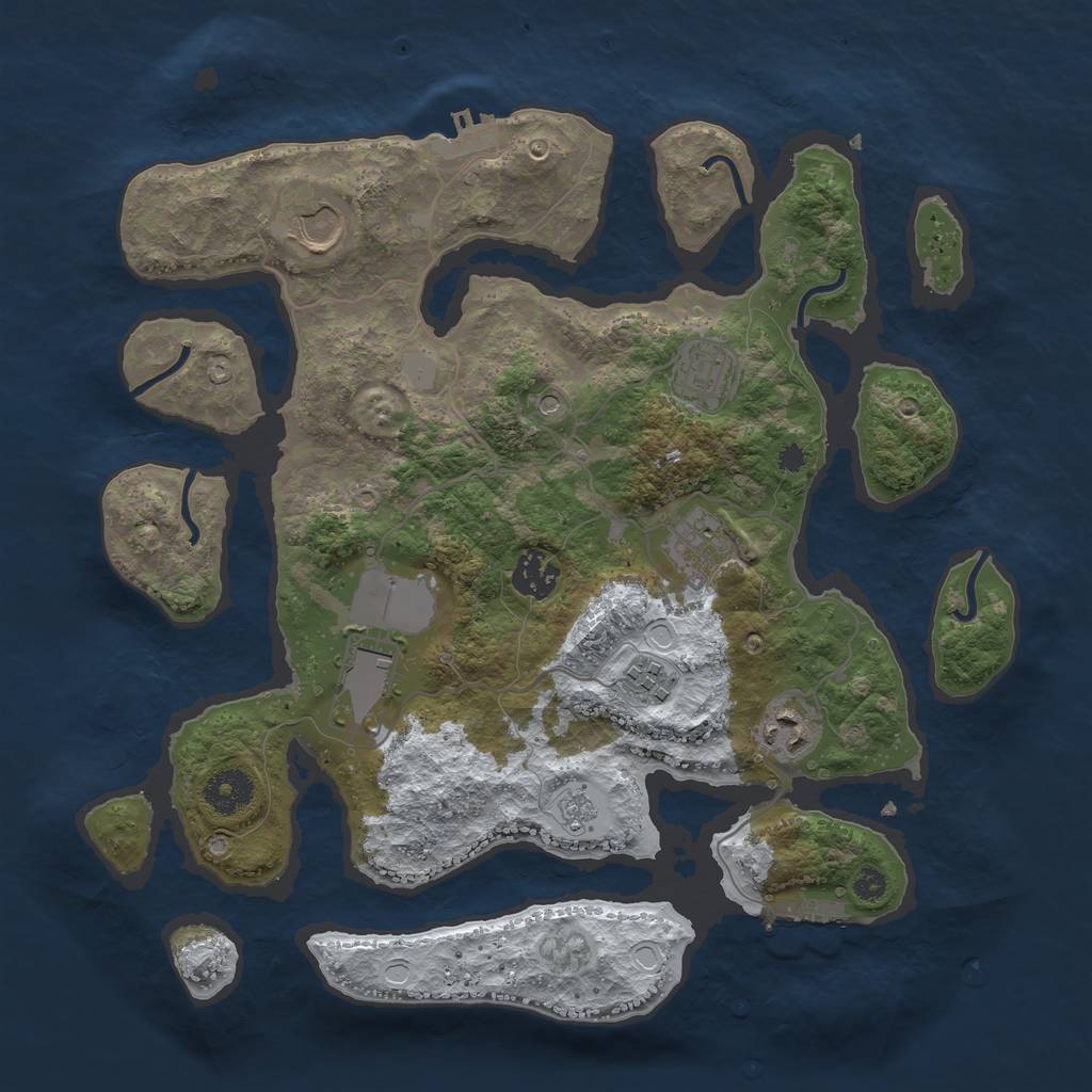 Rust Map: Procedural Map, Size: 3500, Seed: 42488666, 16 Monuments