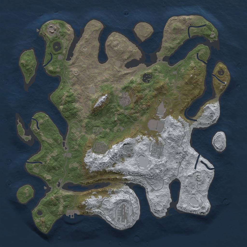 Rust Map: Procedural Map, Size: 4000, Seed: 1586790960, 16 Monuments