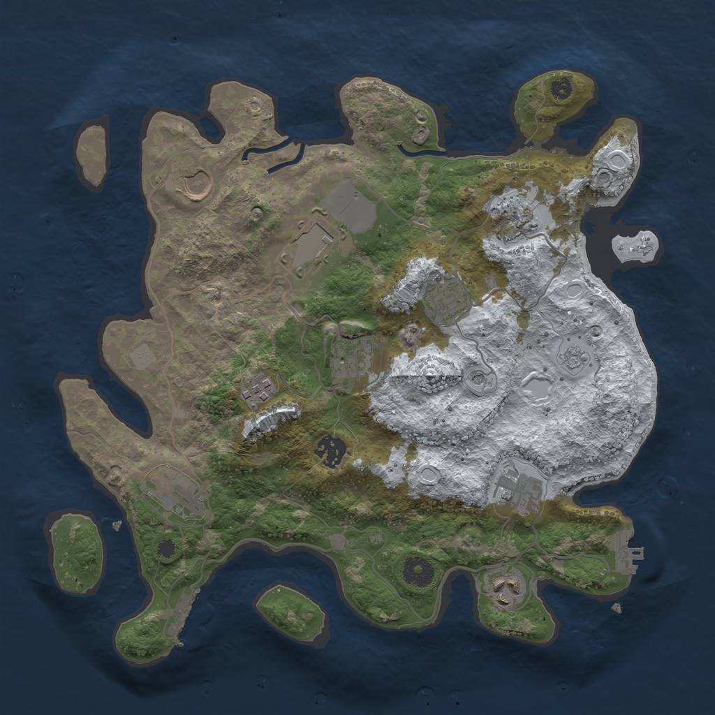 Rust Map: Procedural Map, Size: 3500, Seed: 75492367, 19 Monuments