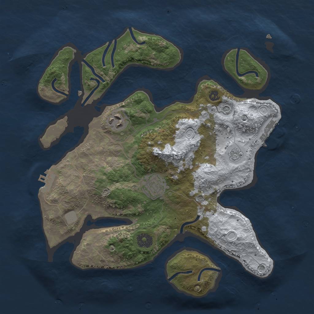 Rust Map: Procedural Map, Size: 3000, Seed: 64326, 11 Monuments