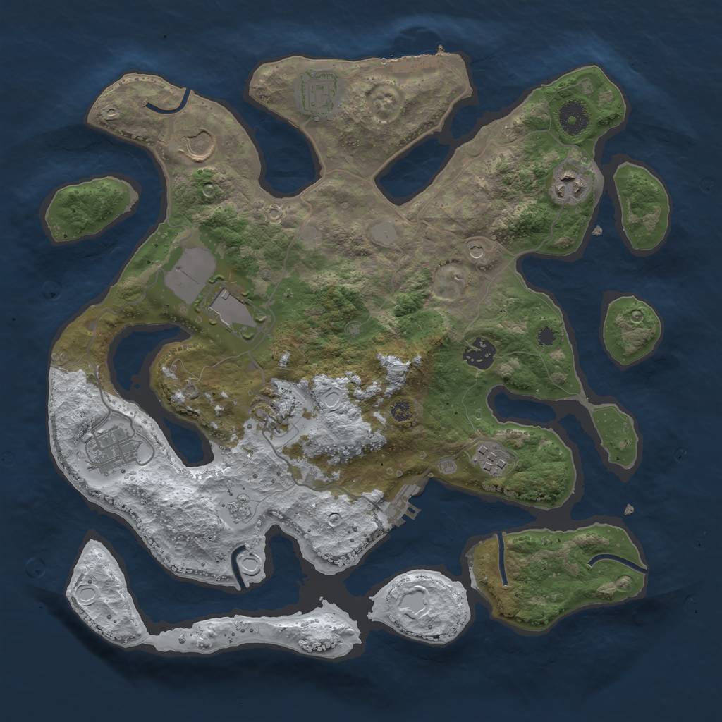 Rust Map: Procedural Map, Size: 3500, Seed: 1298407576, 17 Monuments