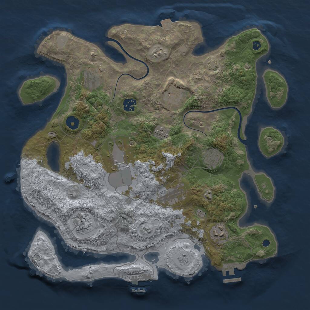 Rust Map: Procedural Map, Size: 3500, Seed: 1298407576, 14 Monuments