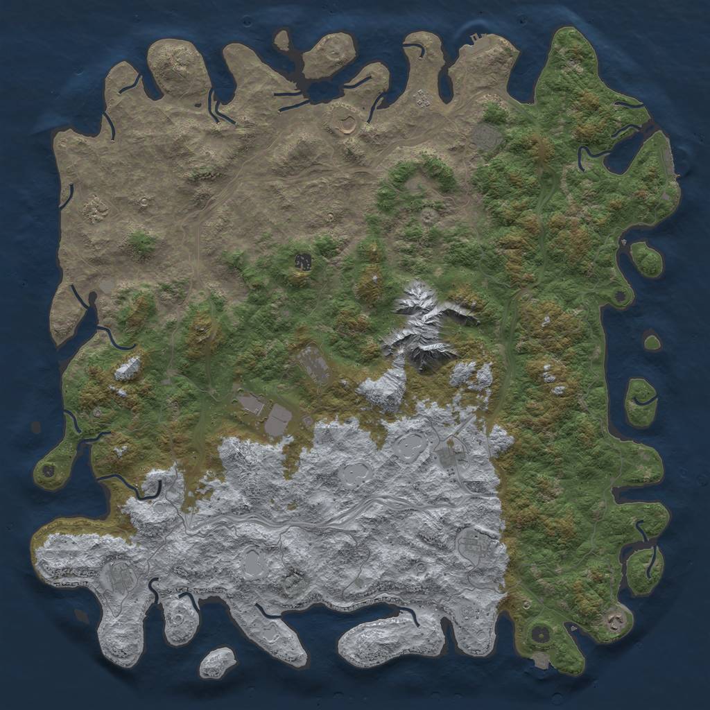 Rust Map: Procedural Map, Size: 6000, Seed: 214789675, 19 Monuments