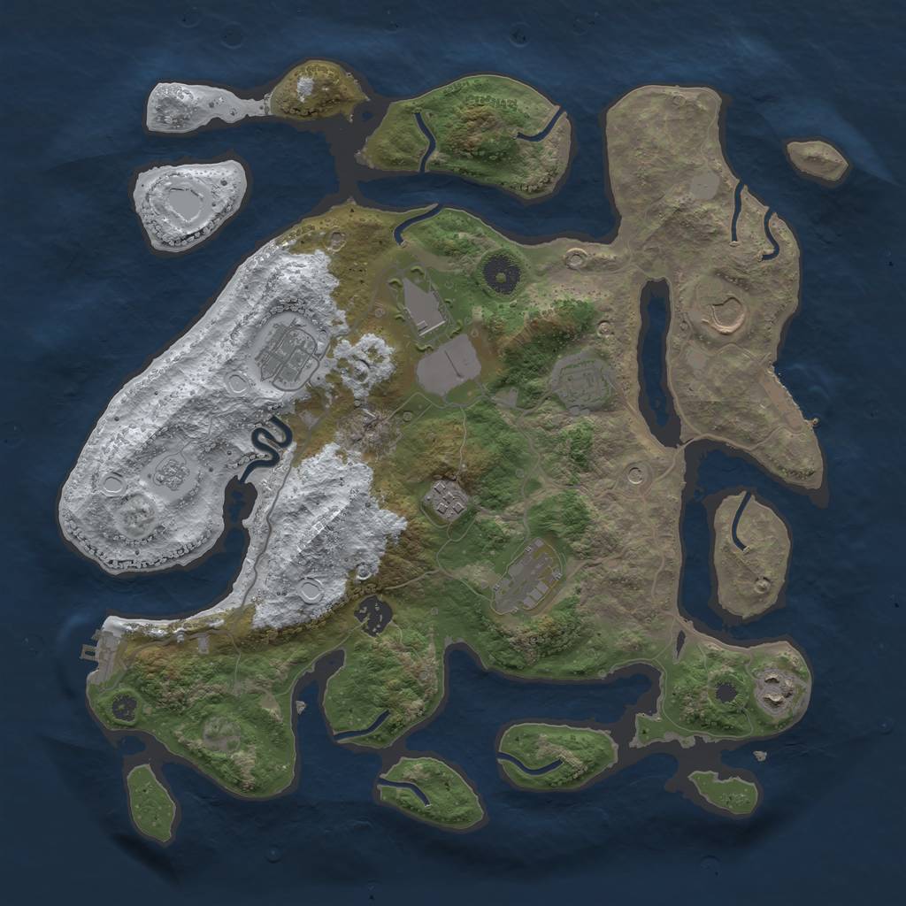 Rust Map: Procedural Map, Size: 3700, Seed: 1801995656, 17 Monuments