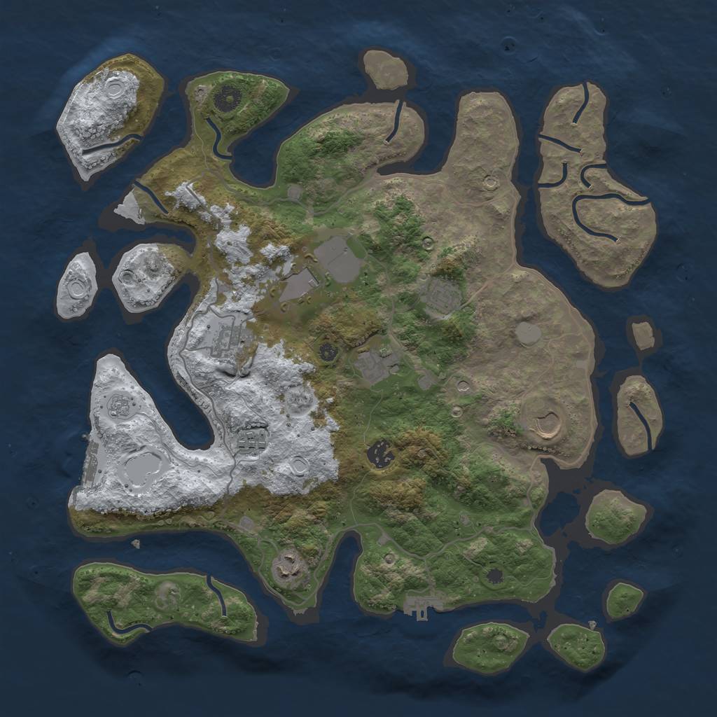 Rust Map: Procedural Map, Size: 4000, Seed: 5768, 17 Monuments