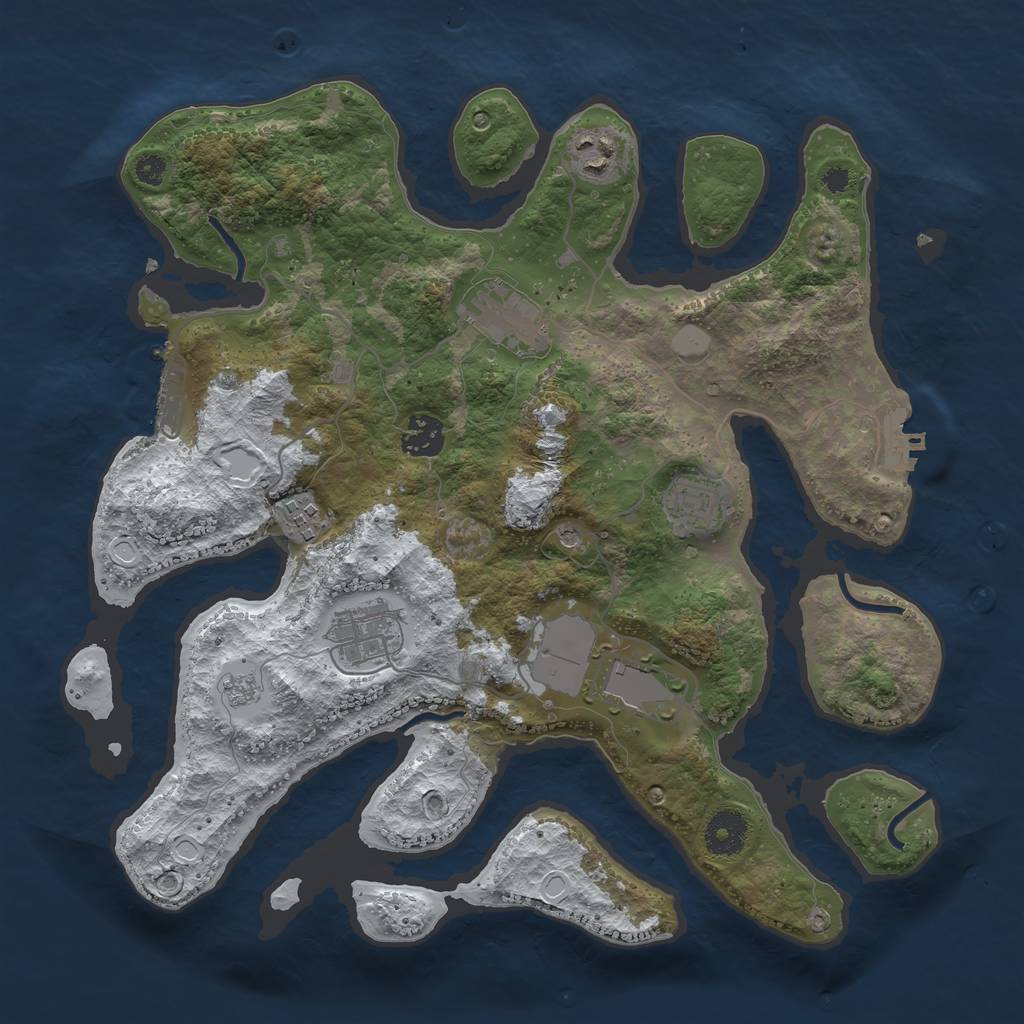 Rust Map: Procedural Map, Size: 3500, Seed: 174679724, 16 Monuments