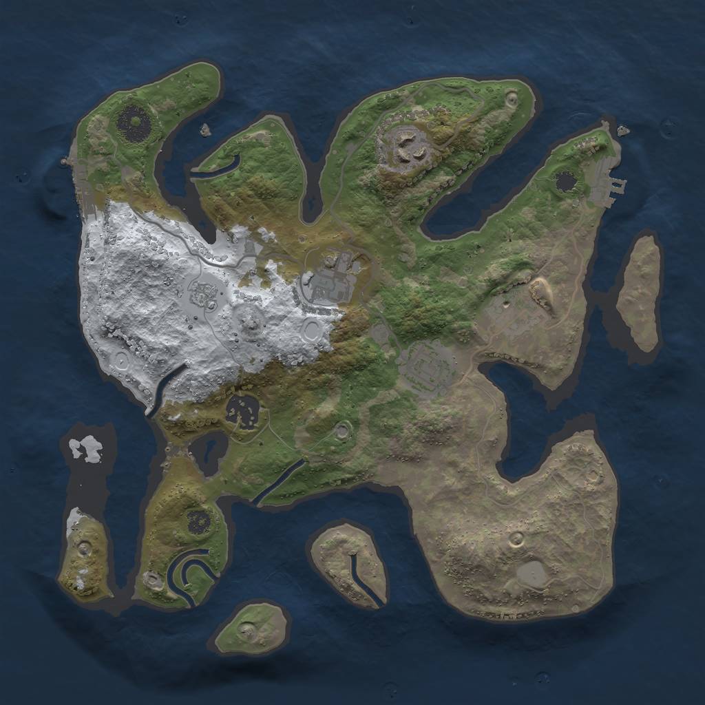 Rust Map: Procedural Map, Size: 3000, Seed: 1193867189, 13 Monuments