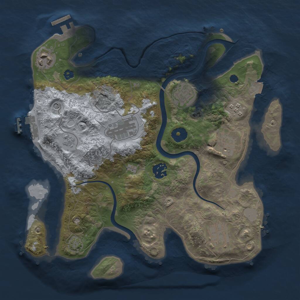 Rust Map: Procedural Map, Size: 3000, Seed: 1193867189, 13 Monuments