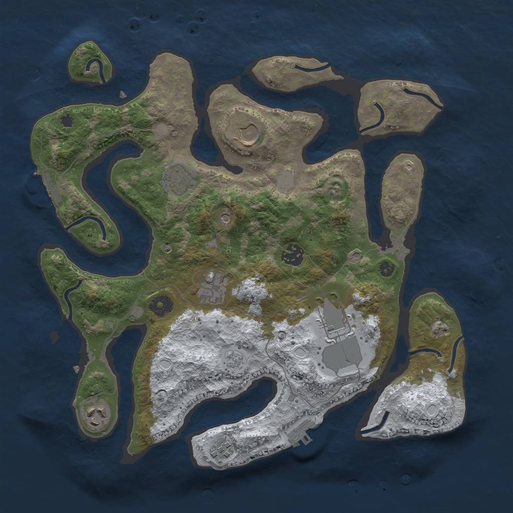 Rust Map: Procedural Map, Size: 3500, Seed: 1823249, 16 Monuments