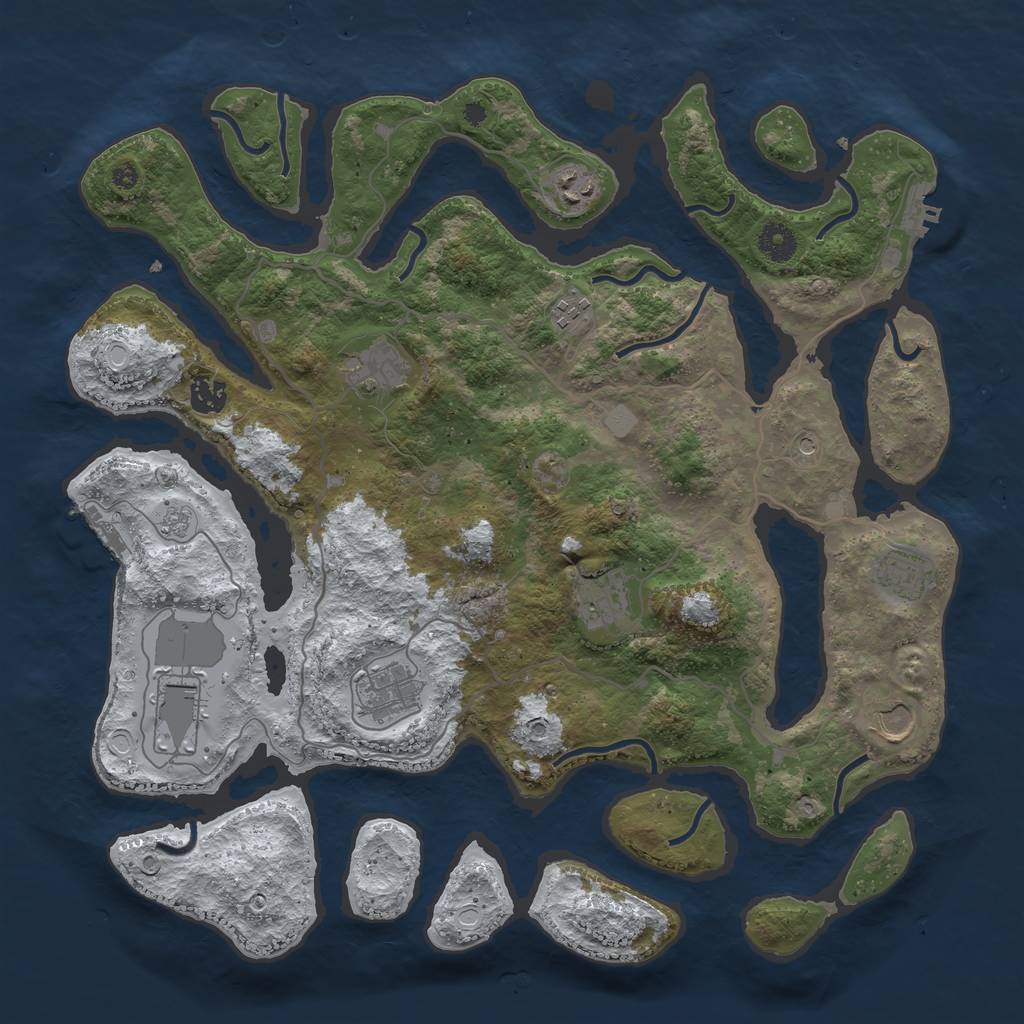 Rust Map: Procedural Map, Size: 4000, Seed: 192837645, 18 Monuments