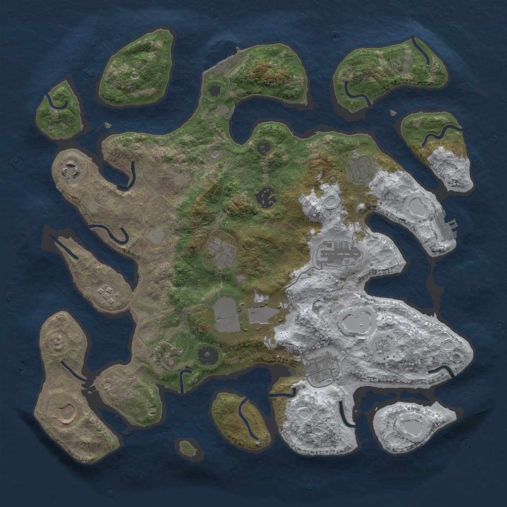 Rust Map: Procedural Map, Size: 3800, Seed: 492765814, 19 Monuments