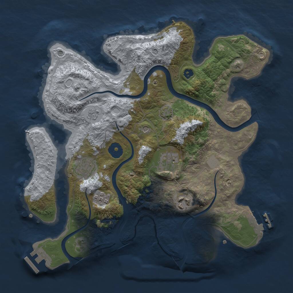 Rust Map: Procedural Map, Size: 3000, Seed: 768083421, 10 Monuments
