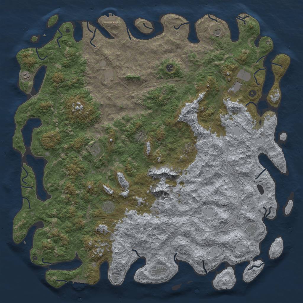 Rust Map: Procedural Map, Size: 6000, Seed: 2623979, 20 Monuments