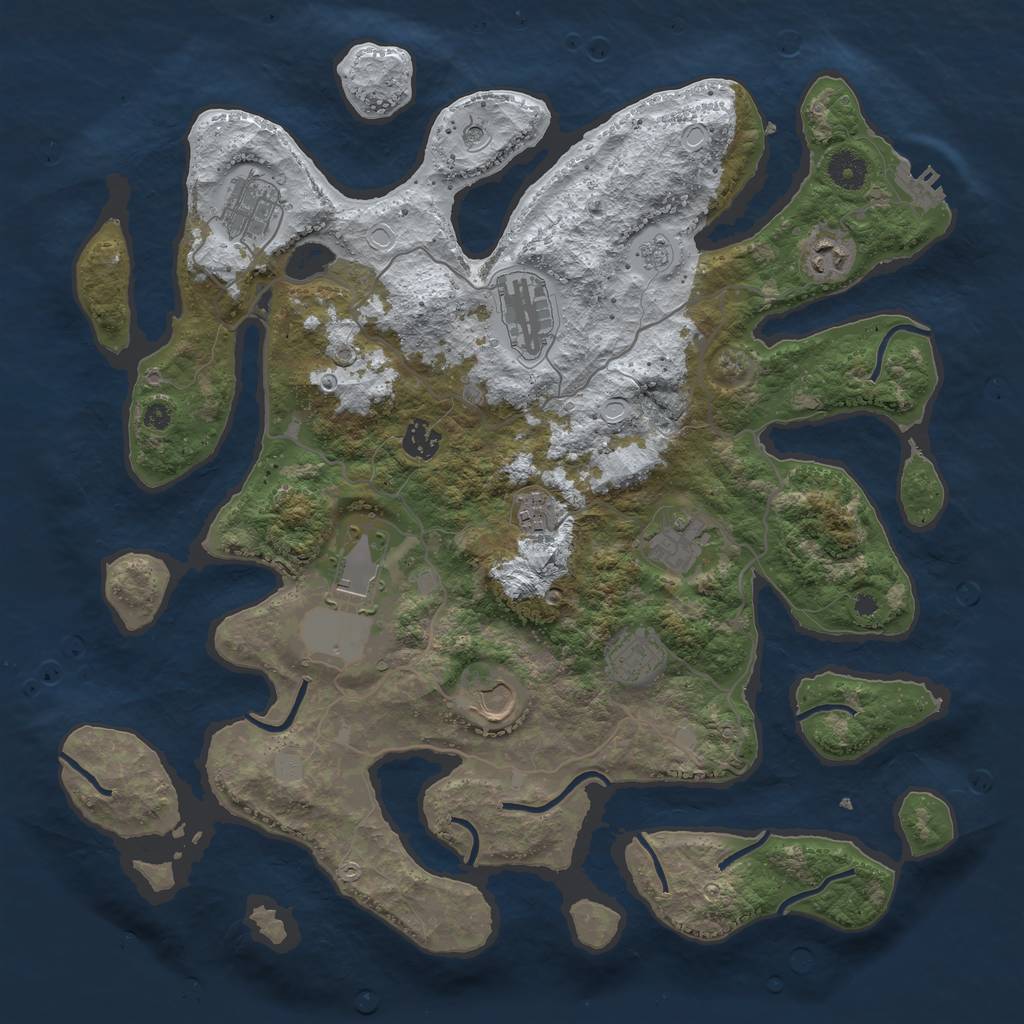 Rust Map: Procedural Map, Size: 4000, Seed: 55446, 17 Monuments