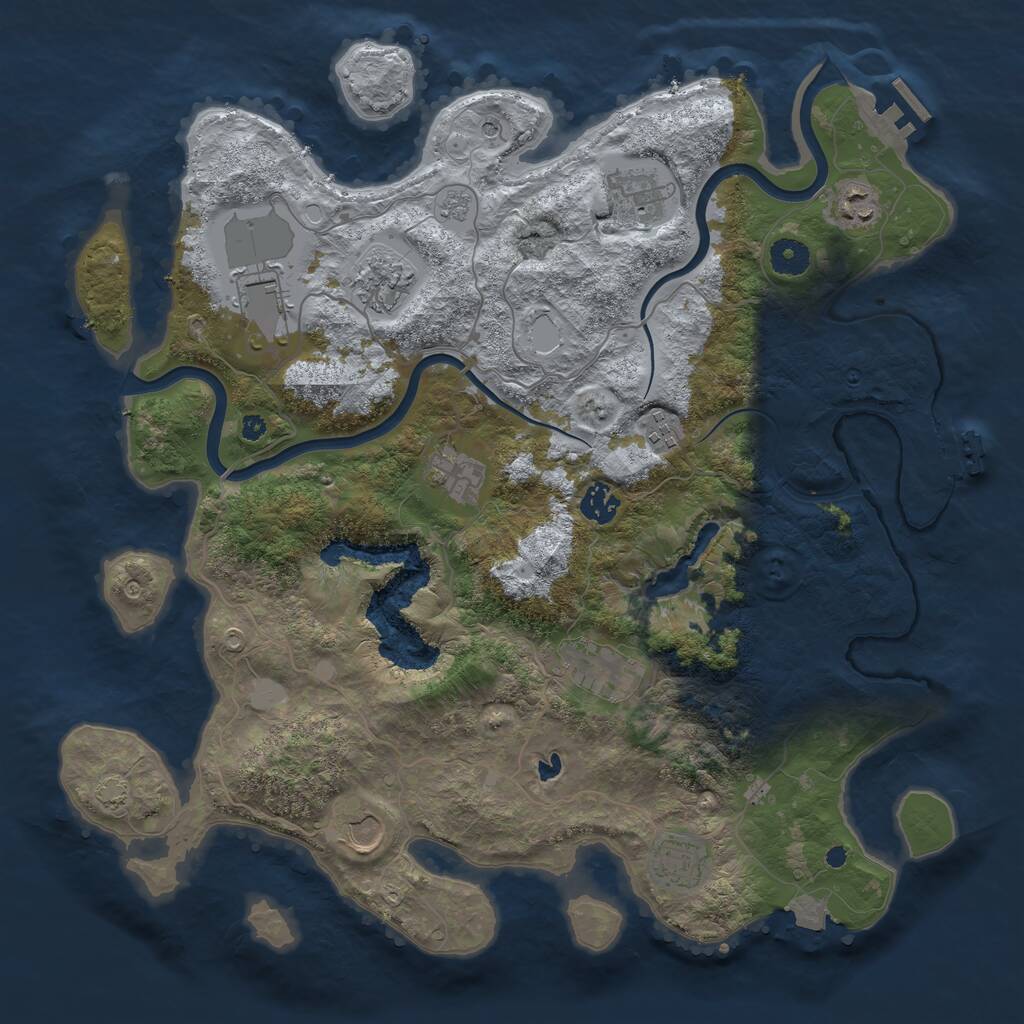 Rust Map: Procedural Map, Size: 4000, Seed: 55446, 16 Monuments