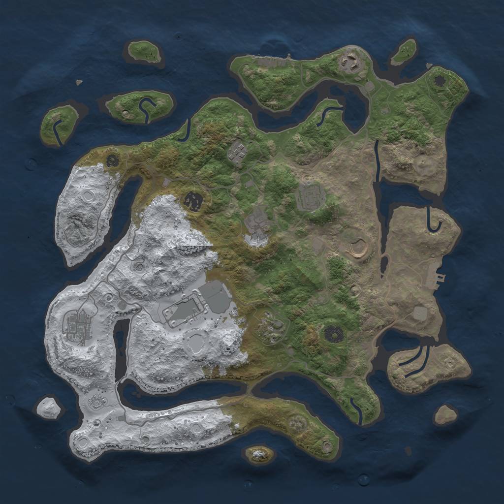 Rust Map: Procedural Map, Size: 4000, Seed: 121, 18 Monuments