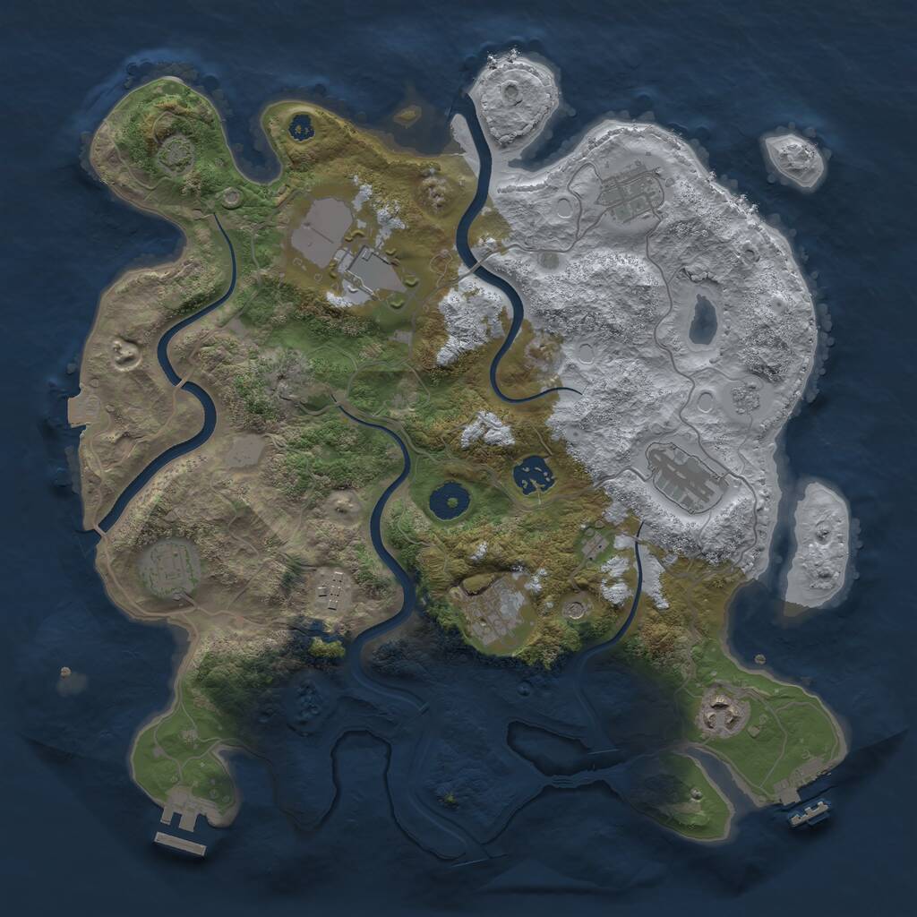 Rust Map: Procedural Map, Size: 3600, Seed: 231196133, 14 Monuments