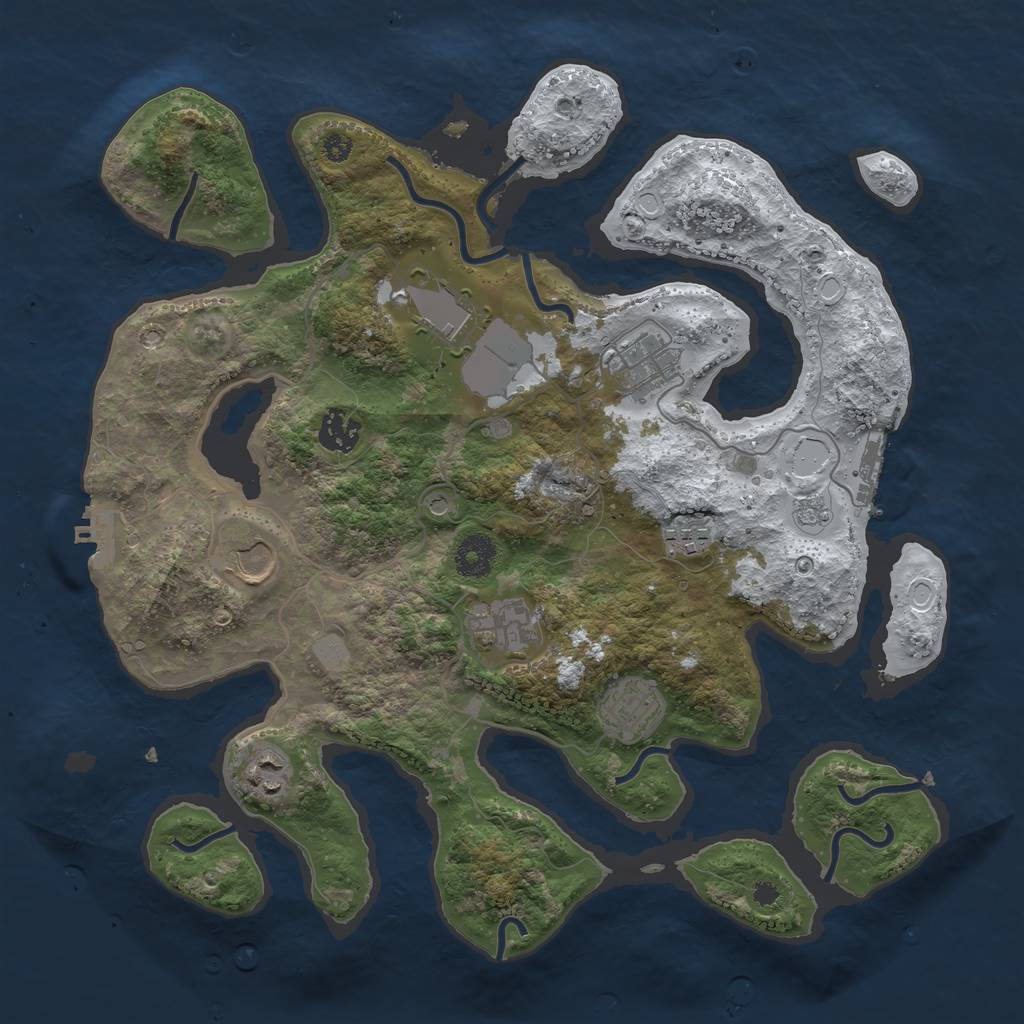 Rust Map: Procedural Map, Size: 3600, Seed: 231196133, 17 Monuments