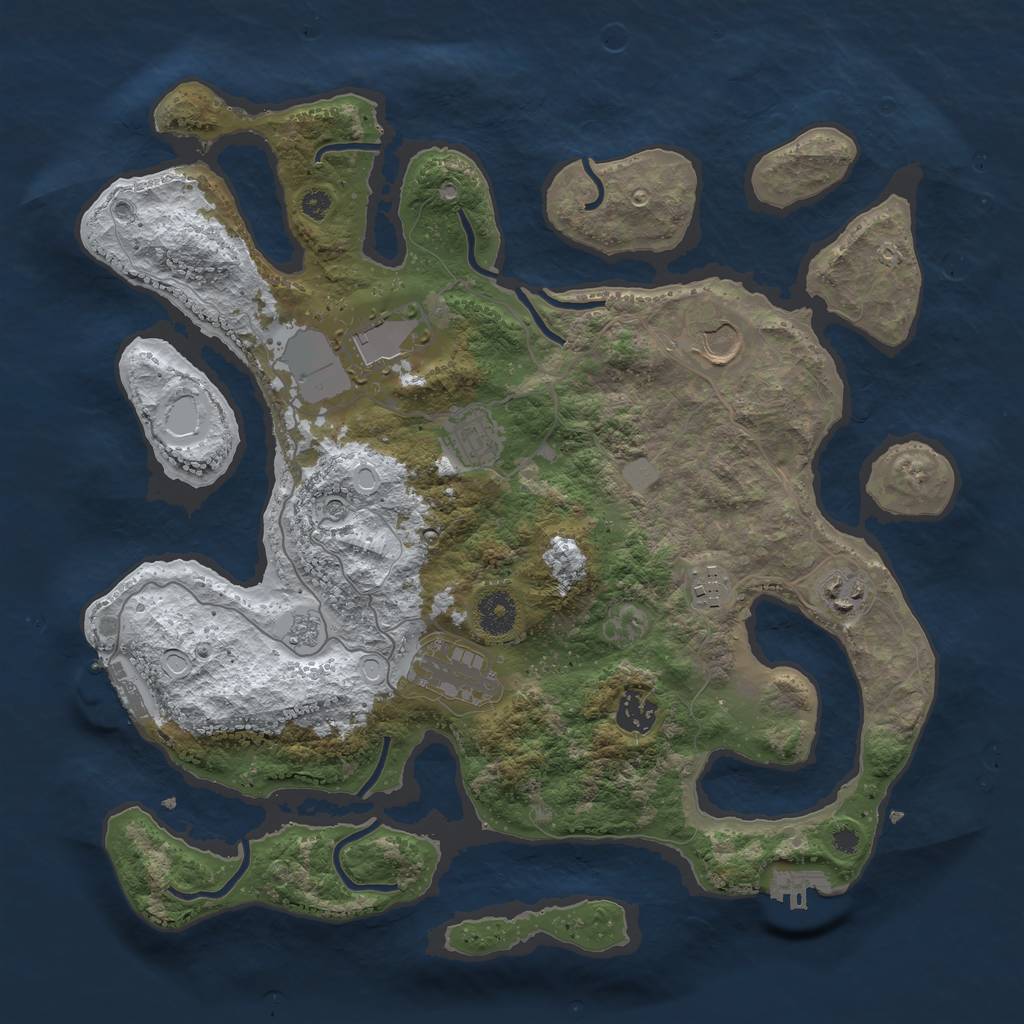 Rust Map: Procedural Map, Size: 3700, Seed: 443081608, 16 Monuments