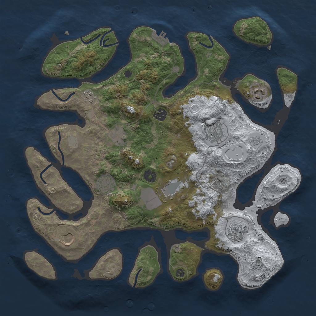 Rust Map: Procedural Map, Size: 3750, Seed: 85847, 17 Monuments