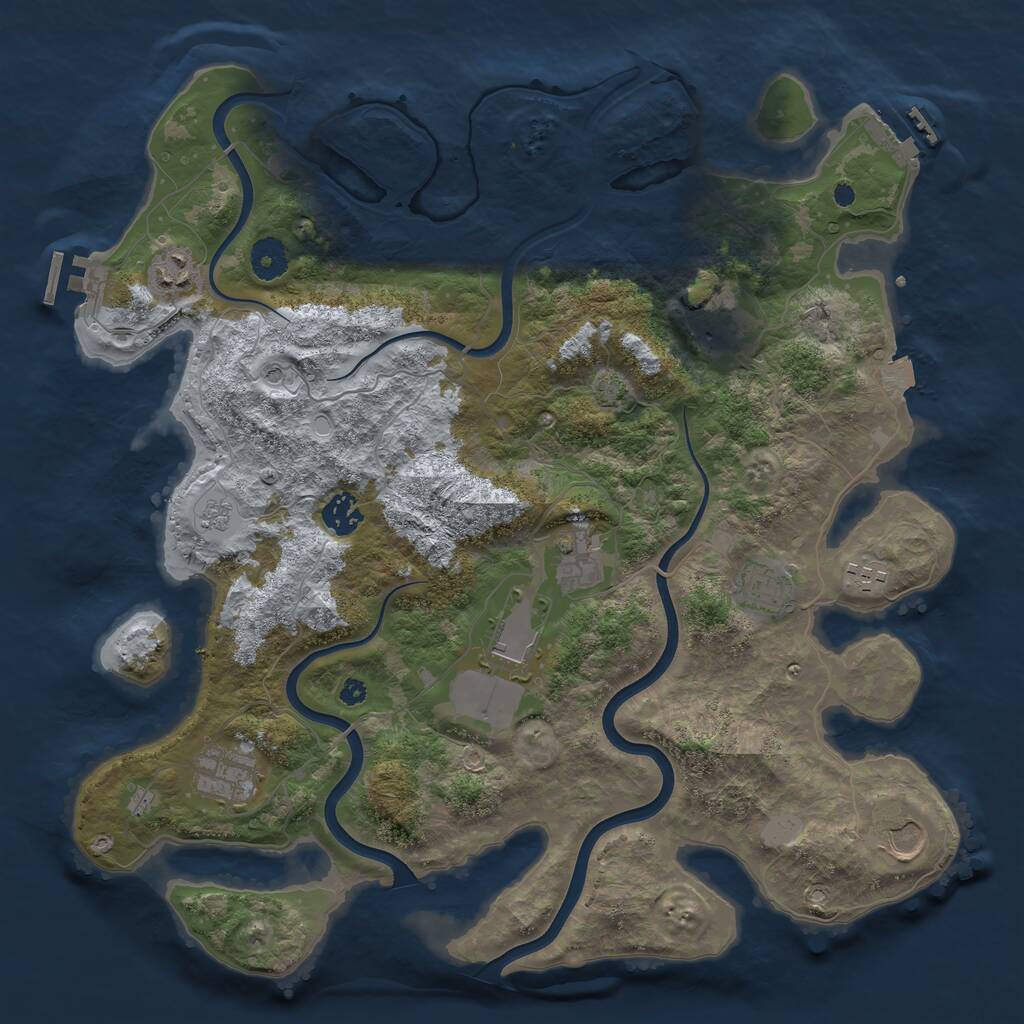 Rust Map: Procedural Map, Size: 3850, Seed: 1093715381, 15 Monuments