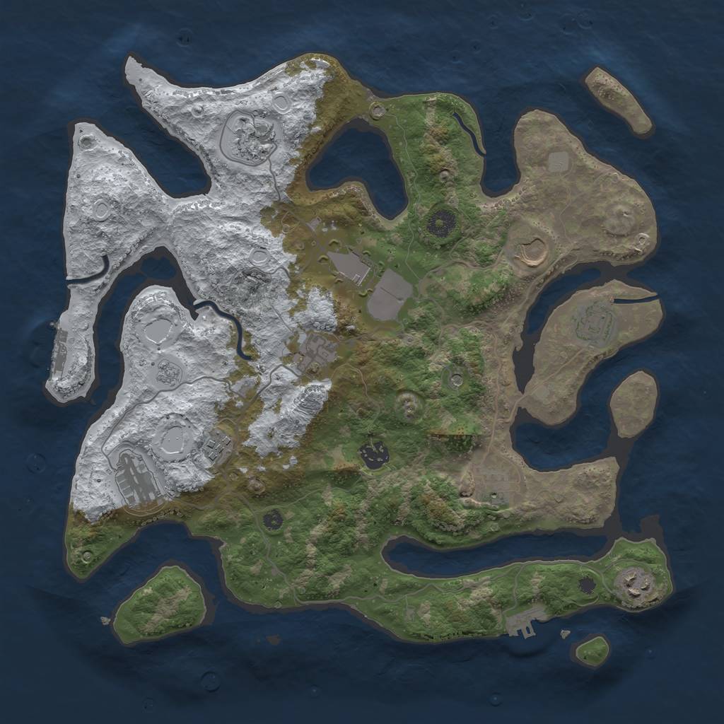 Rust Map: Procedural Map, Size: 3850, Seed: 1459161369, 19 Monuments