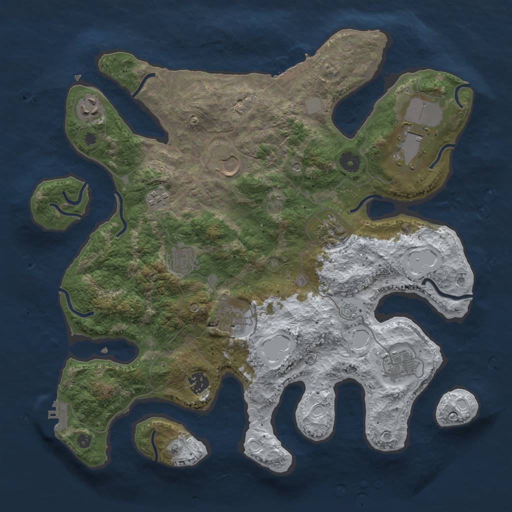 Rust Map: Procedural Map, Size: 3750, Seed: 155739431, 18 Monuments