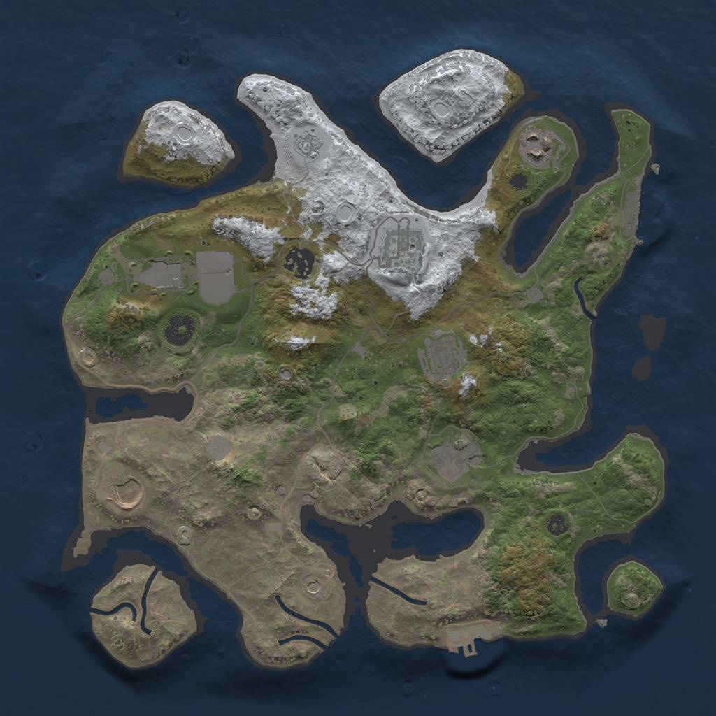 Rust Map: Procedural Map, Size: 3500, Seed: 453879, 16 Monuments