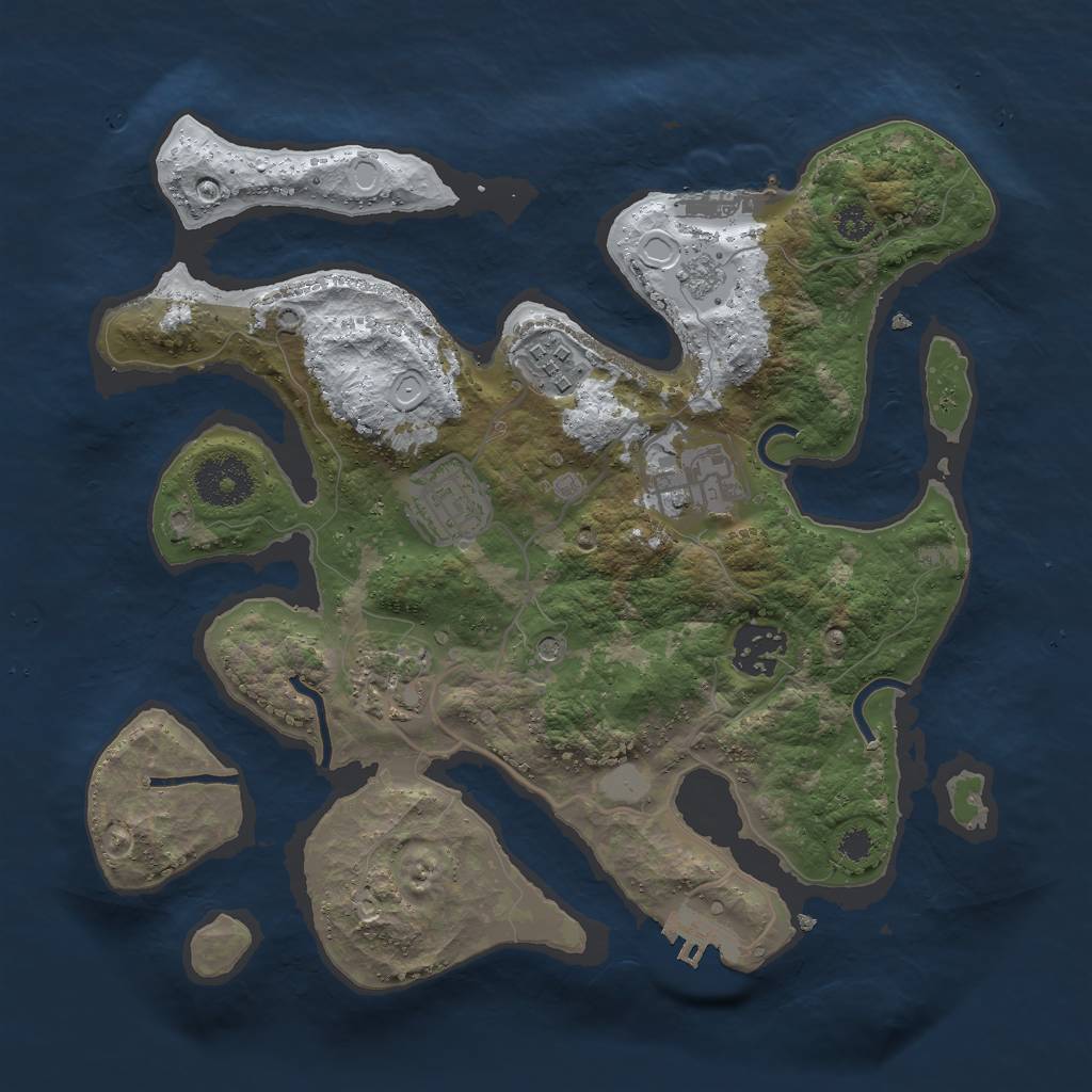 Rust Map: Procedural Map, Size: 3000, Seed: 243788347, 14 Monuments